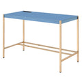 Navy Blue/Gold Writing Desk with USB Ports T1283