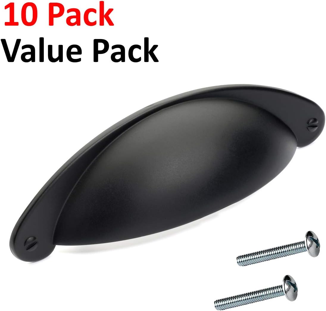 Black Flat Shaker Style Cabinet Hardware Pull, 25-Pack C76690