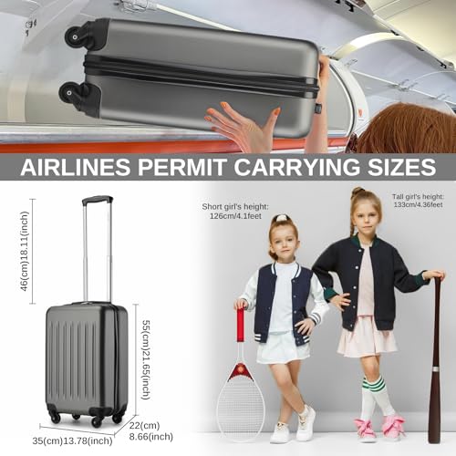 20-Inch Black Hardside Carry-on Suitcase with Spinner Wheels X679661