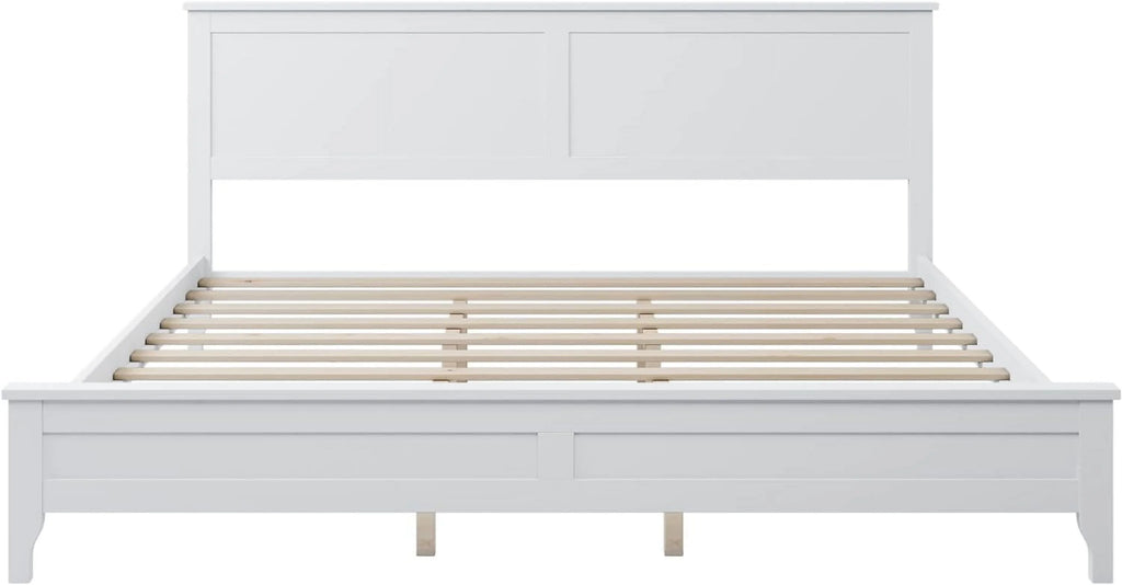 White King Size Solid Wood Platform Bed D678