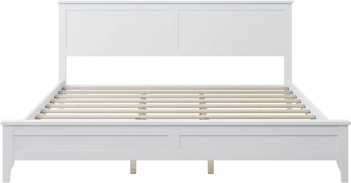 White King Size Solid Wood Platform Bed D678
