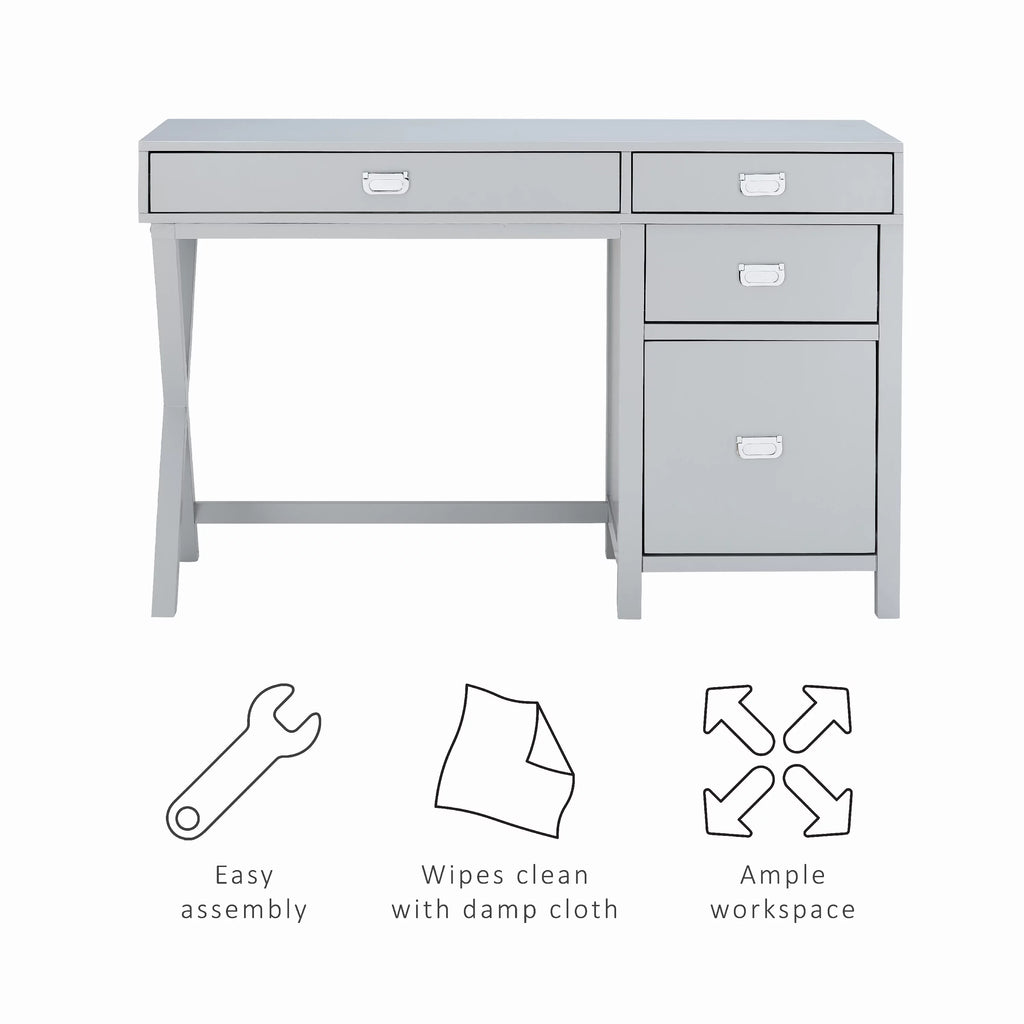 4 Drawer Desk with Side Storage Y162
