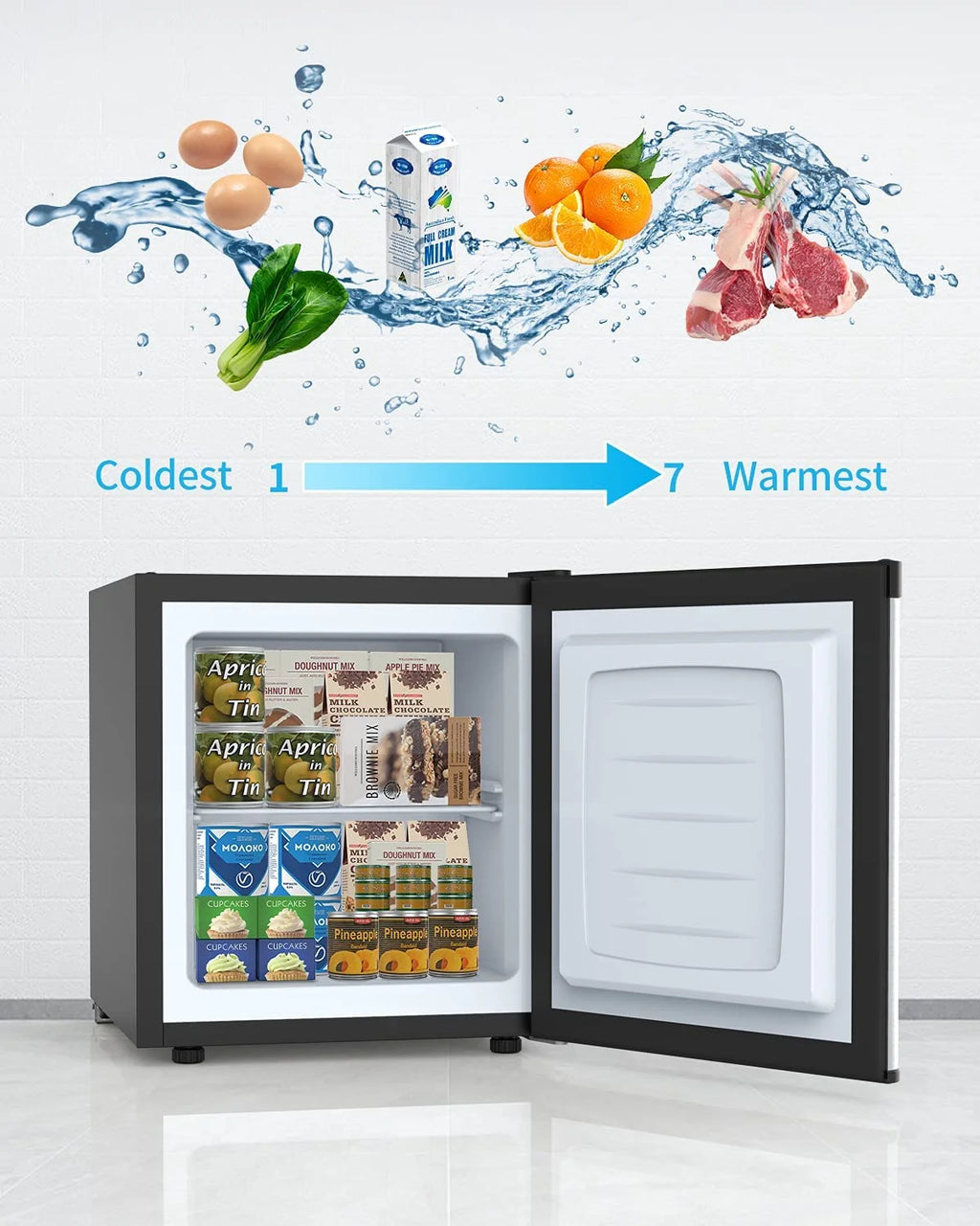 1.1 Cu.Ft Compact Upright Freezer with Shelf & Adjustable Thermostat G82278