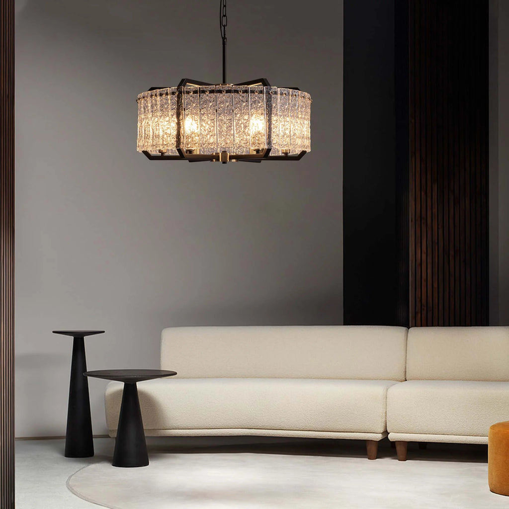Black 6-Light Water Ripple Glass Chandelier Z8150