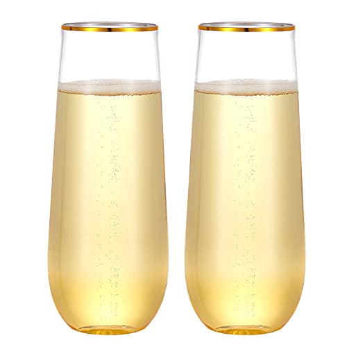 24PCS 9 Oz Stemless Plastic Champagne Flutes J948