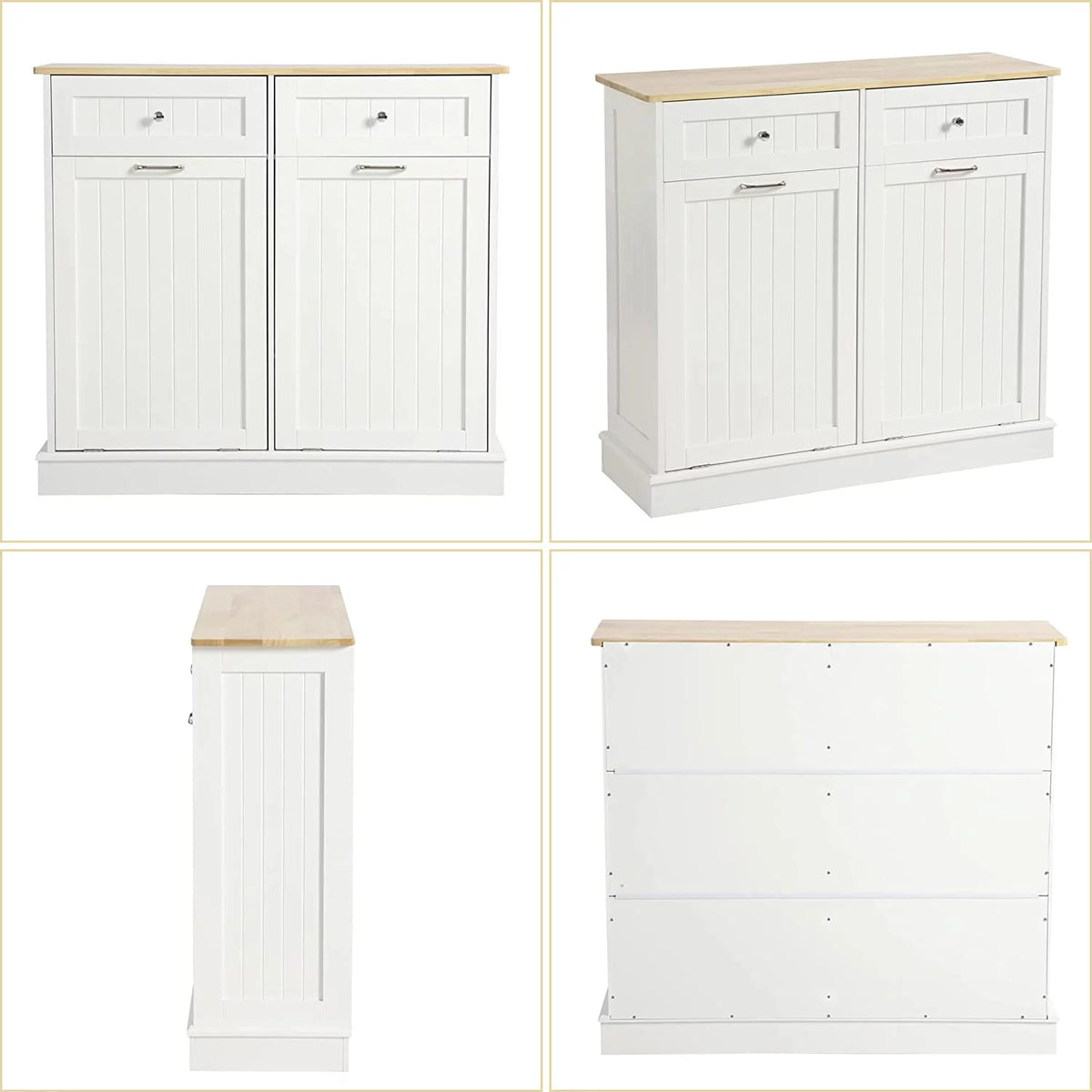 White Double Tilt Out Trash Cabinet with Drawer P633428
