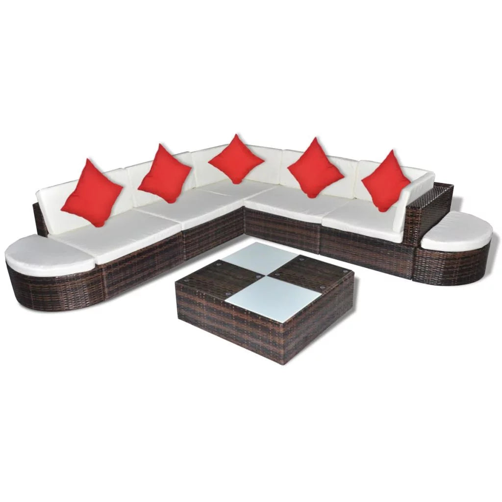 8 Piece Poly Rattan Patio Lounge Set with Cushions B167443