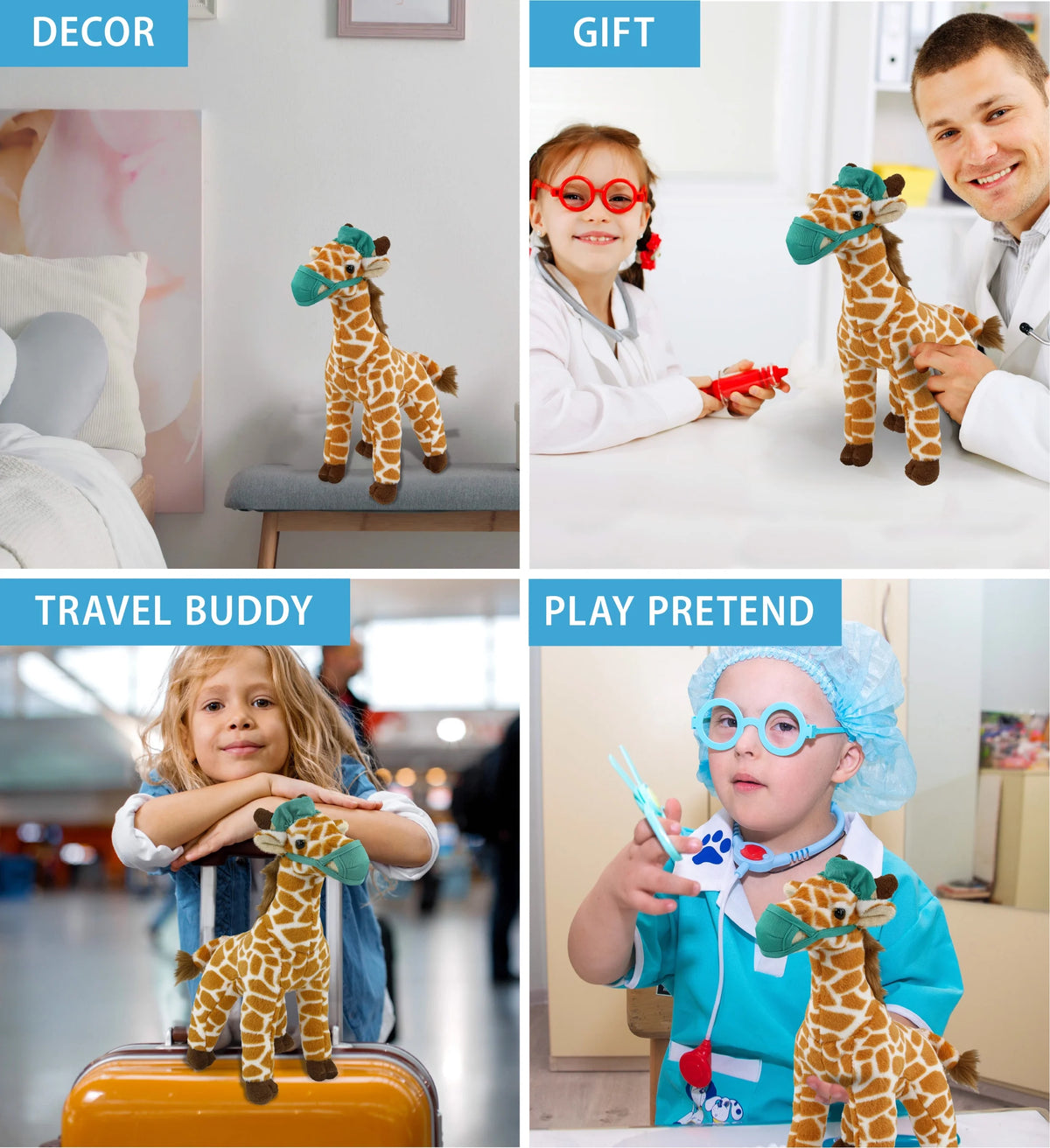 12.5 Inch Giraffe Doctor Plush Toy L638