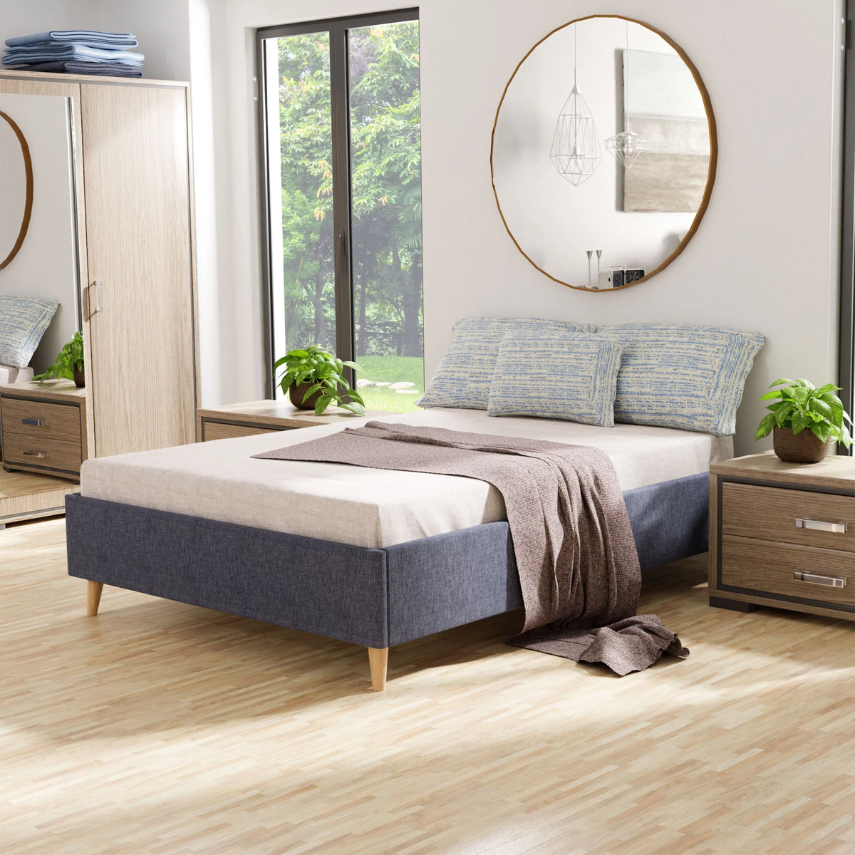 Queen Platform Bed Frame Dark Grey K7510