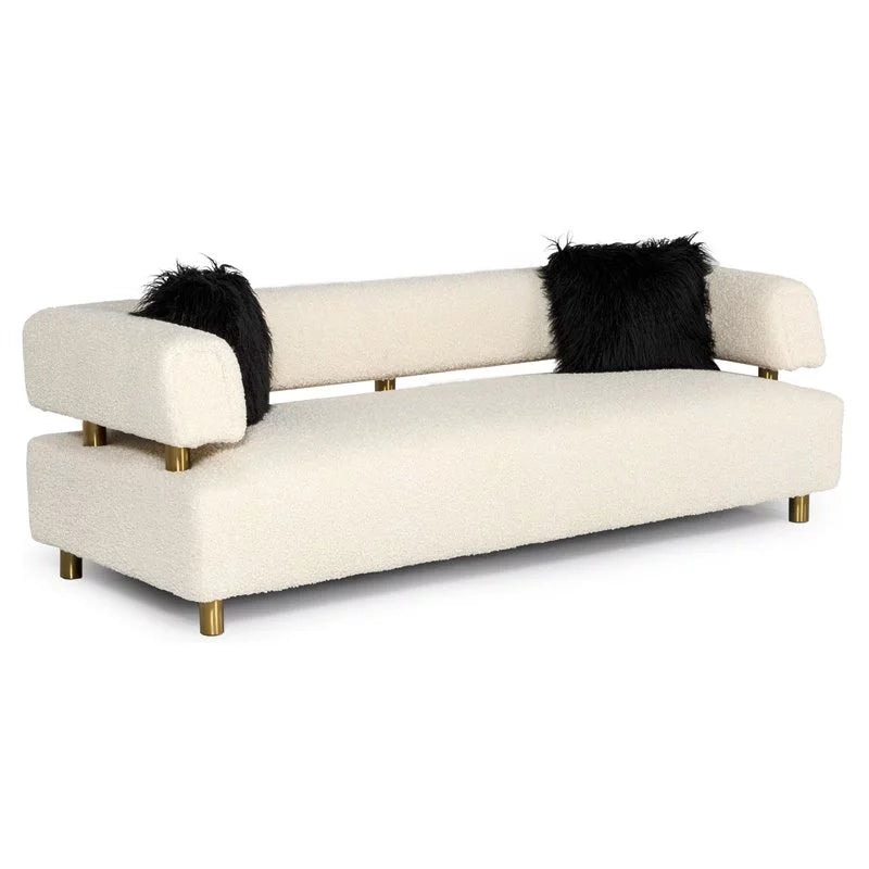 Beige Polyester Fabric & Stainless Steel Sofa X2926
