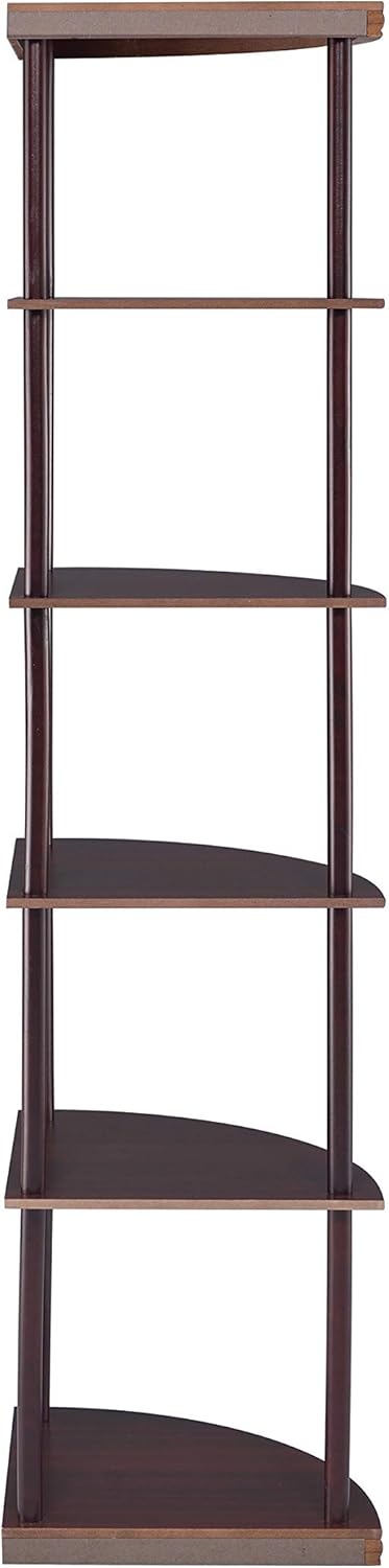 5-Shelf Corner Bookshelf Cappuccino I214564