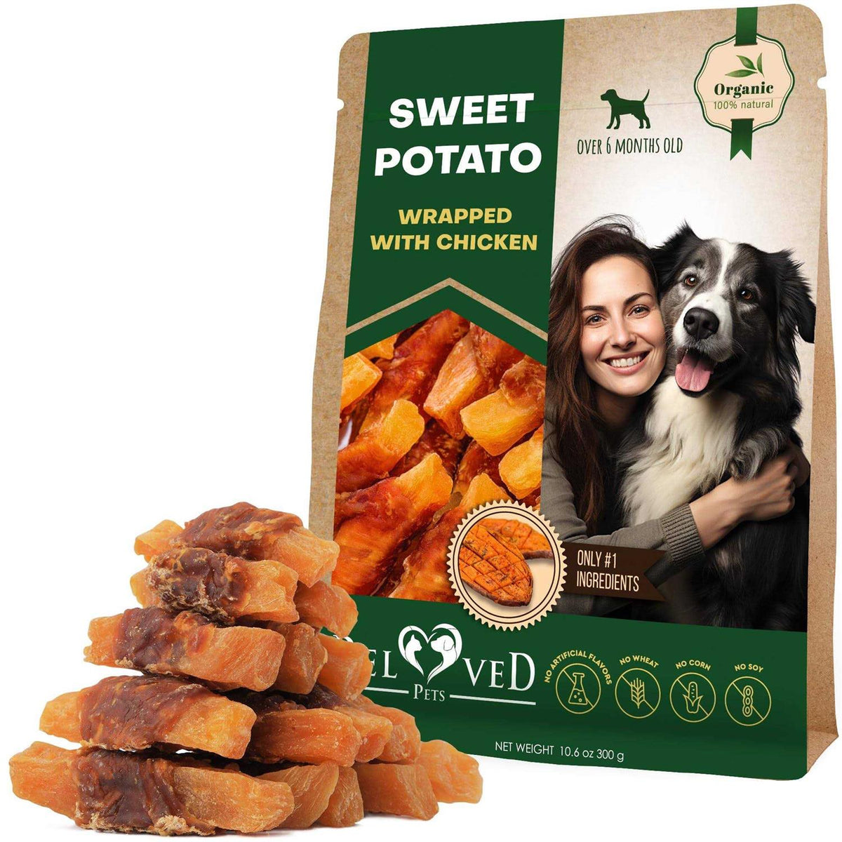 Sweet Potato Wrapped with Chicken Natural Chew Treats Grain Free L903