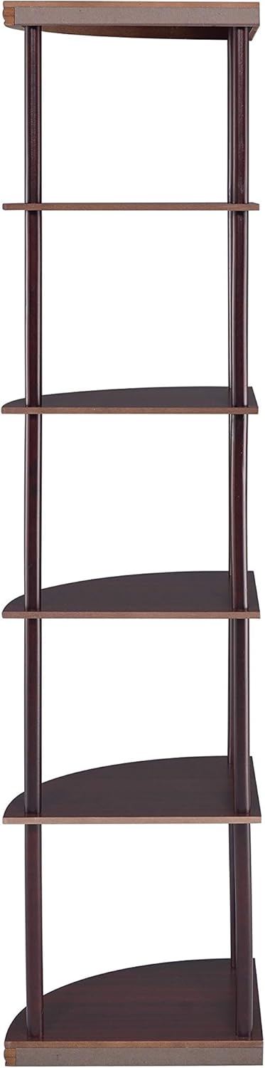 5-Shelf Corner Bookshelf Cappuccino I214564
