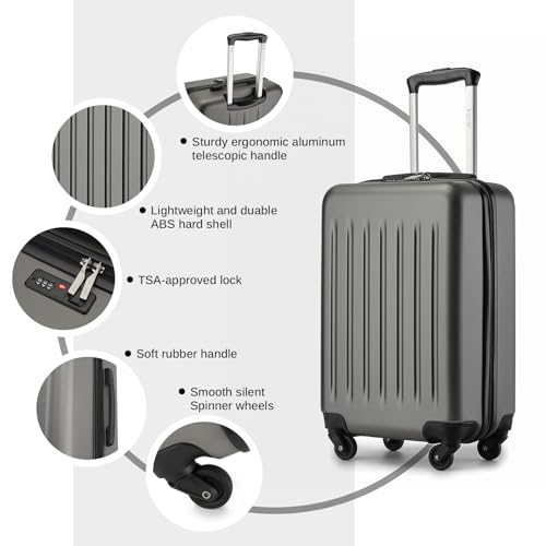 20-Inch Black Hardside Carry-on Suitcase with Spinner Wheels X679661