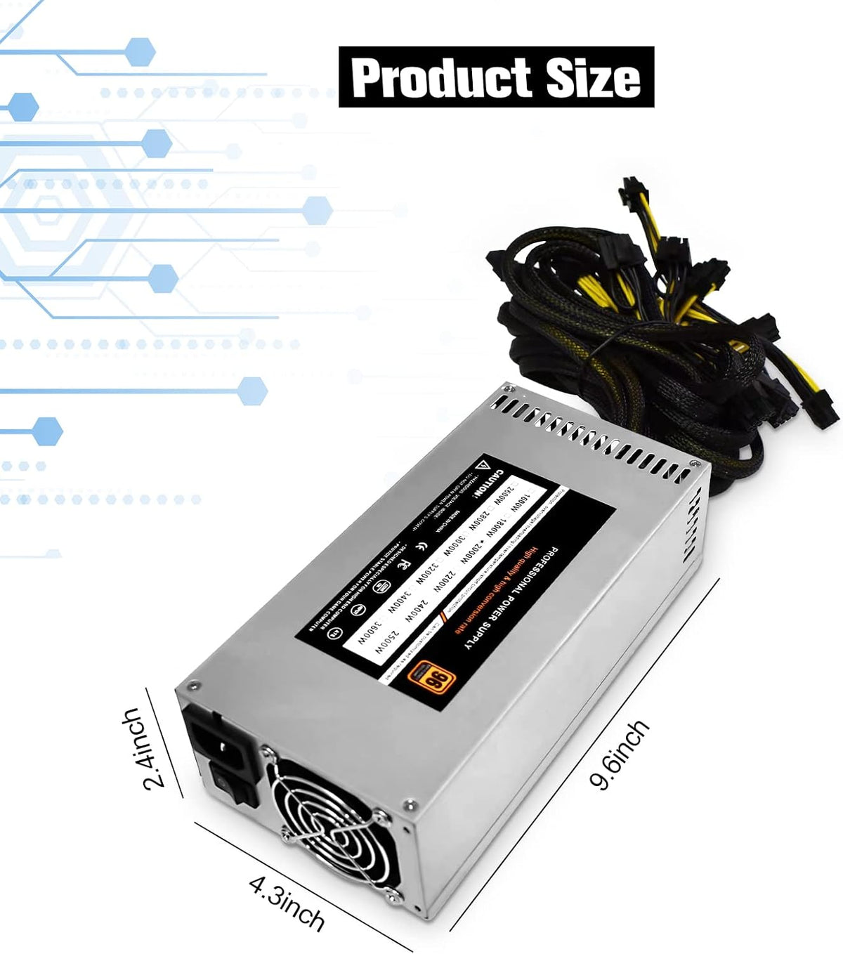 2500W 2U Single Channel Mining Rig PSU Y7624