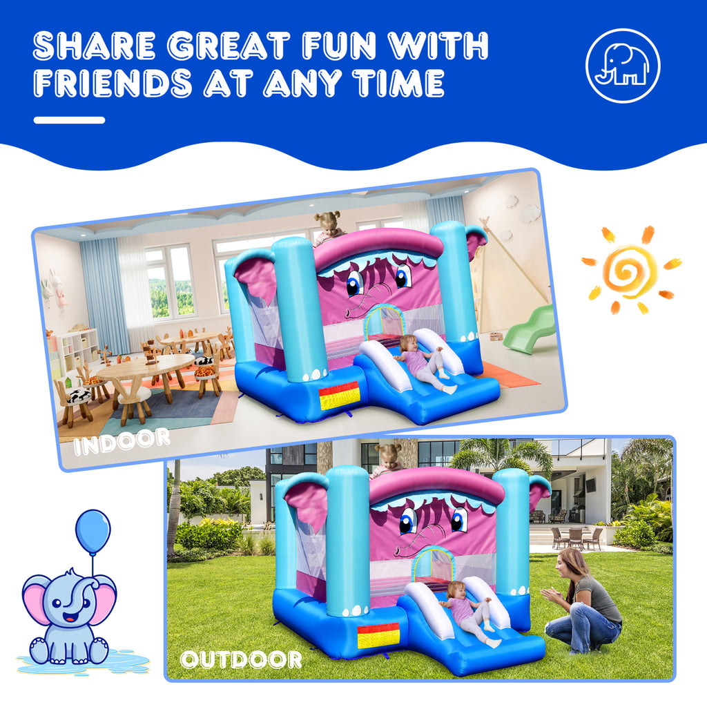 Inflatable Bounce House 3-in-1 Elephant Theme Castle with Blower W987742