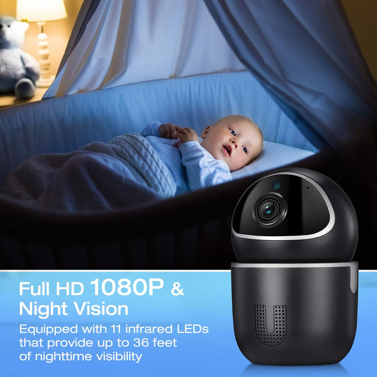 Indoor Security Camera with Motion Detection, Night Vision, 2-Way Audio G628