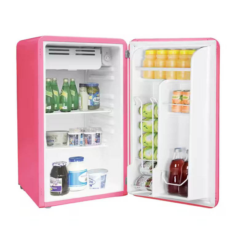 Pink Mini Retro Fridge with Freezer H5234