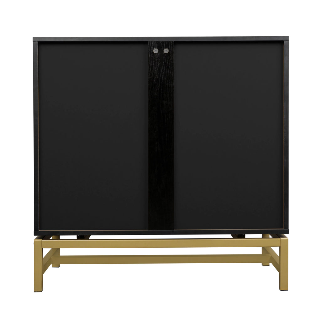 Black Set of 2 Rattan 2 Door Cabinet S12316