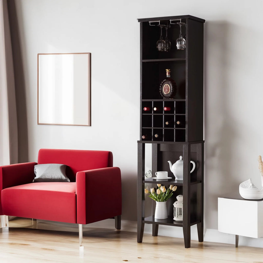 Free Standing Wine Bar Cabinet with Adjustable Shelf I181401