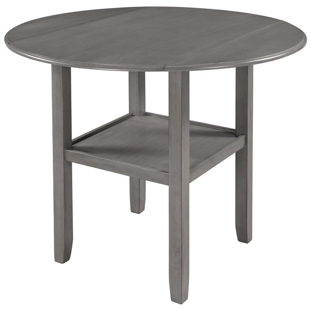 Round Drop Leaf Kitchen Dining Table with Shelf X67739