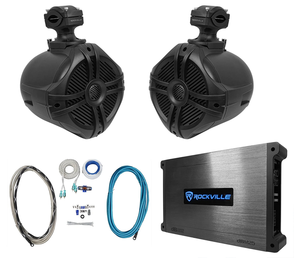 Black 6.5" Marine Wakeboard Tower Speakers with Amplifier D161276