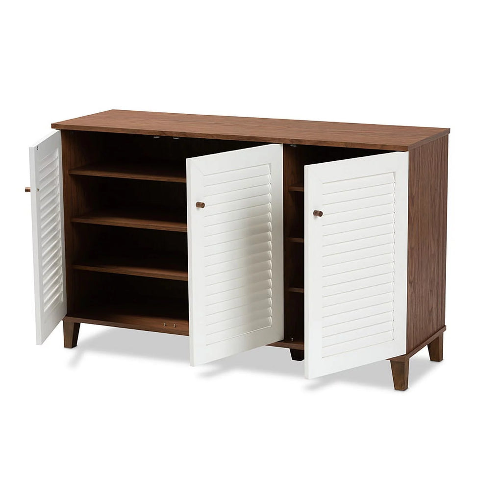Walnut Finished 8-Shelf Wood Shoe Storage Cabinet W713