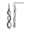 14k White Gold Black and White Diamond Twisted Dangle Earrings N168217