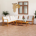 6 Piece Patio Lounge Set with Cushions Acacia Wood Outdoor Sectional Set J4681