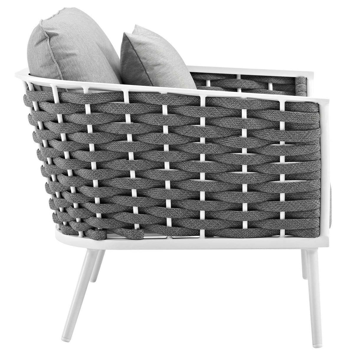 White Gray 3 Piece Outdoor Aluminum Sectional Sofa Set B59094