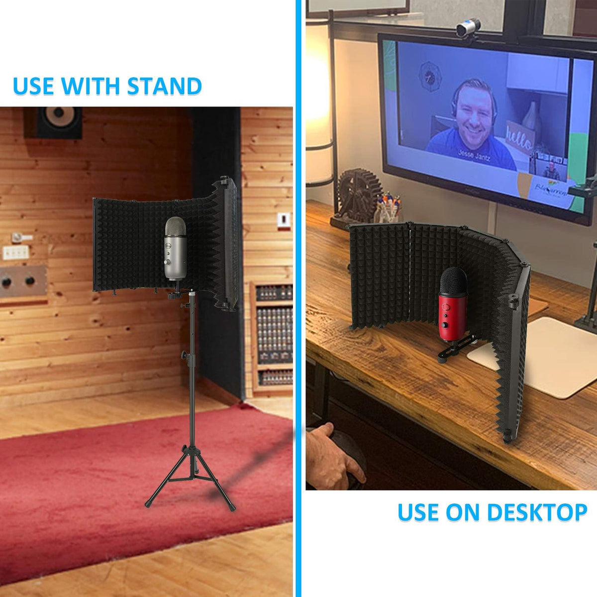 5 Panels Portable Microphone Reflection Filter with Absorbing Foam T8931