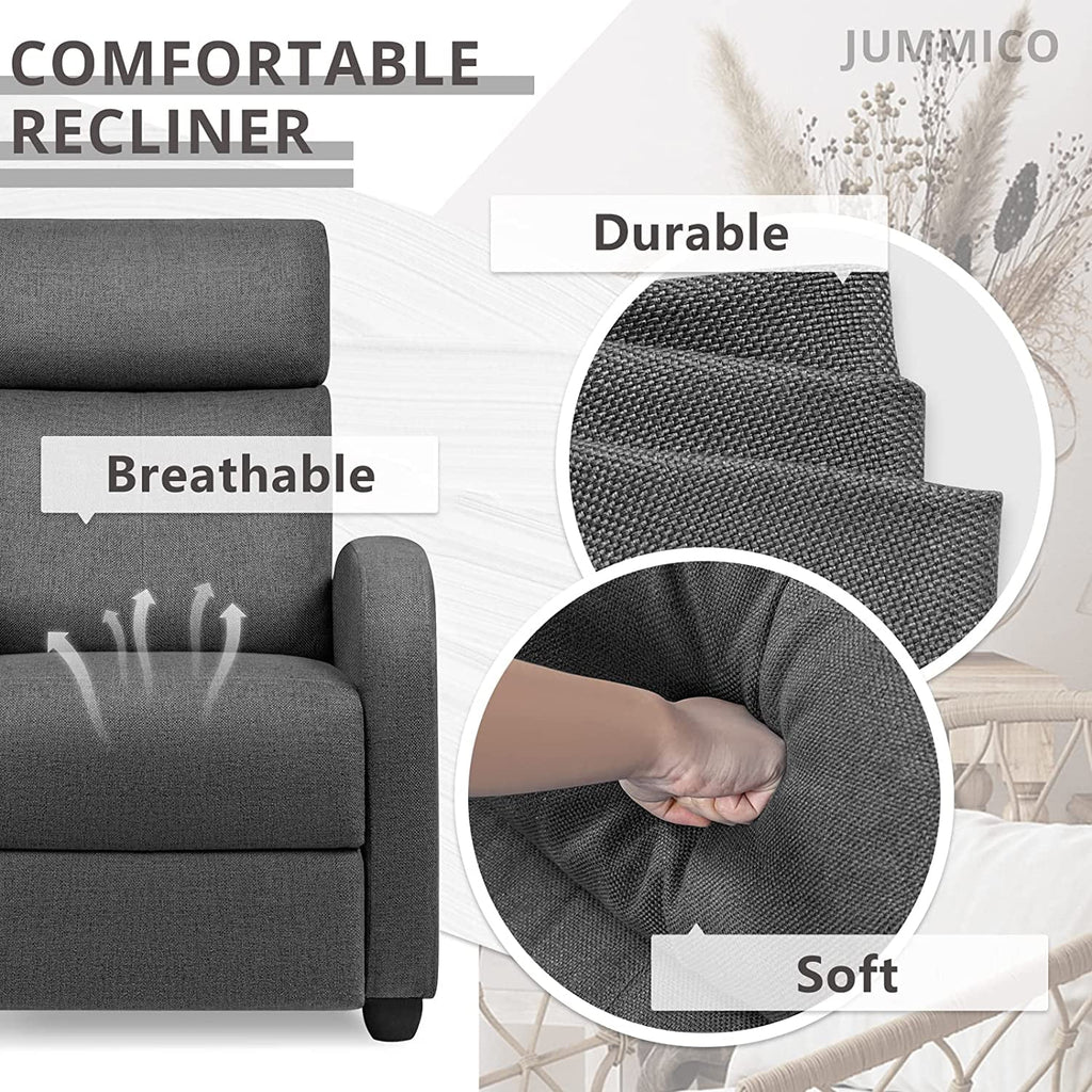 Light-Blue Fabric Recliner Chair Y89460