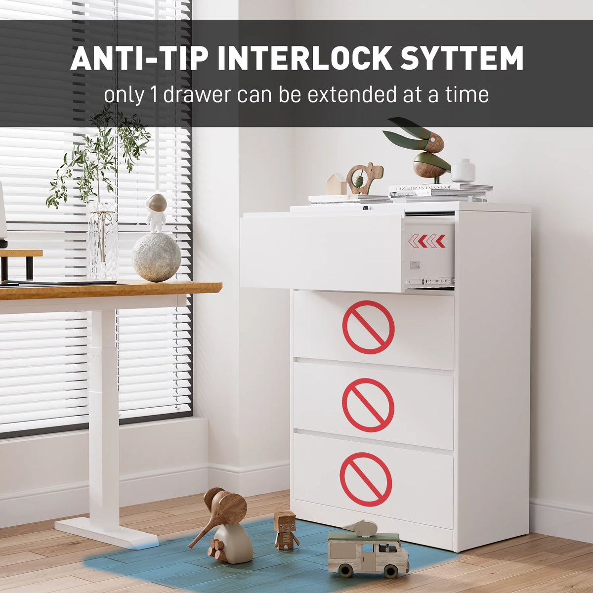 4 Drawer Metal File Cabinet with Lock F466