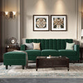 Green Velvet Sectional Sofa with Chaise O43289