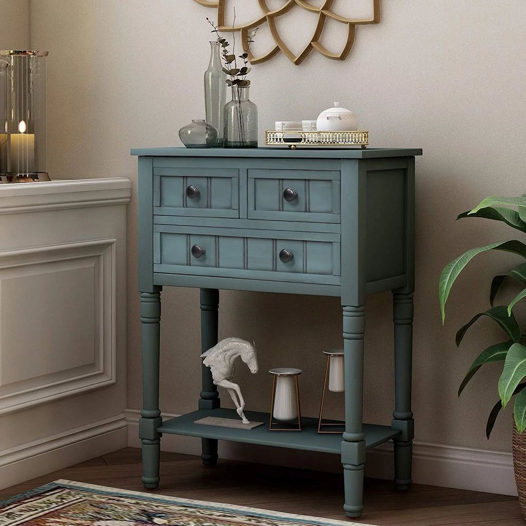 Narrow Console Table with Three Storage Drawers and Bottom Shelf S79403