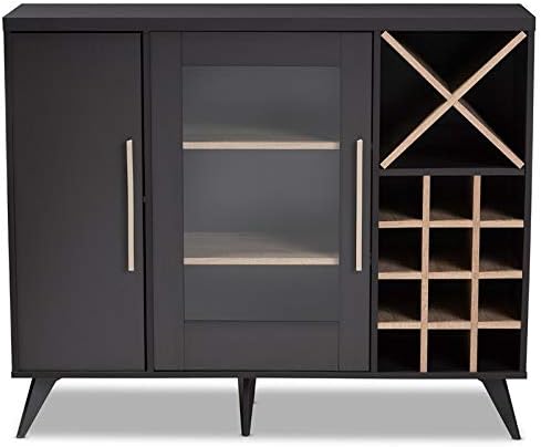 Dark Grey Oak Wine Cabinet Y557