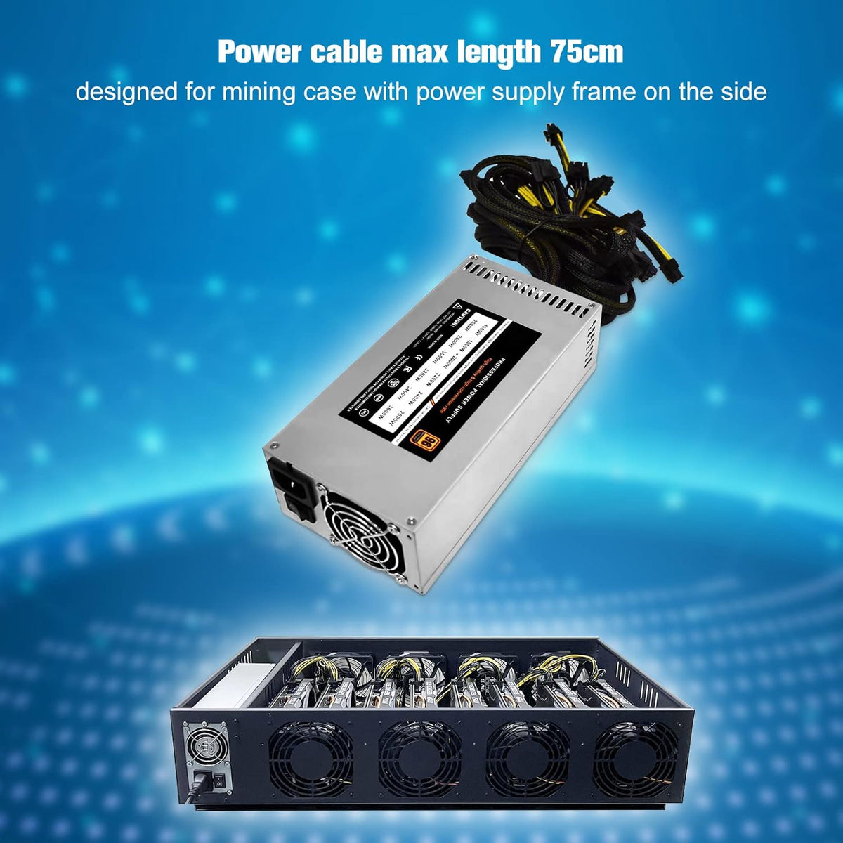 2500W 2U Single Channel Mining Rig PSU Y7624