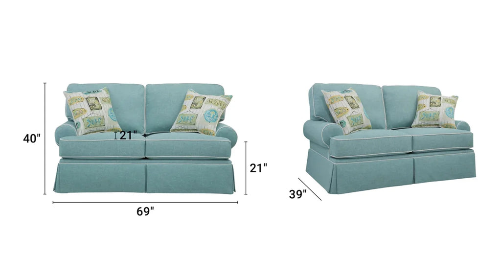 Aqua Loveseat with Four Accent Pillows U8499