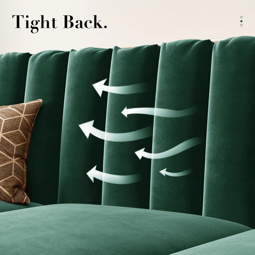 Green Velvet Sectional Sofa with Chaise O43289