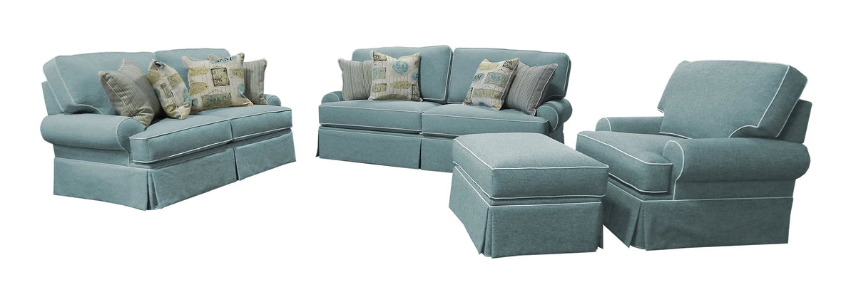 Aqua Loveseat with Four Accent Pillows U8499