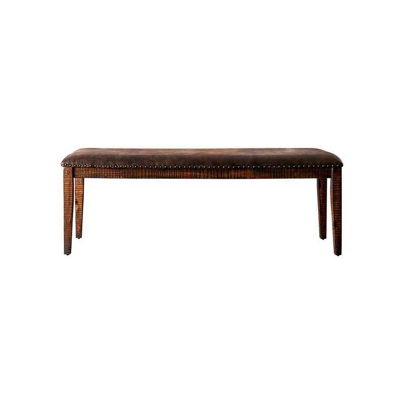 Solid Wood Nailhead Trim Bench in Dark Oak L518