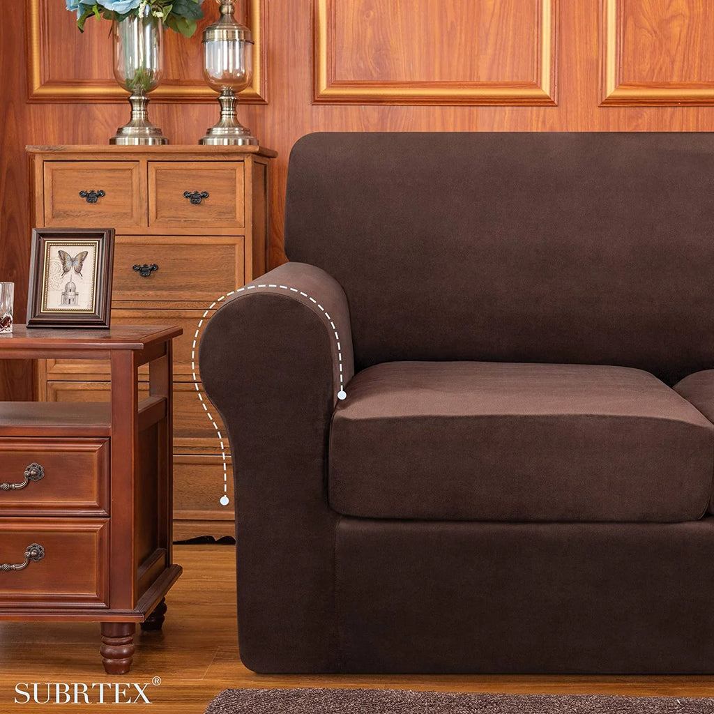 3-Piece Velvet High Stretch Sofa Cover Slipcover F16962