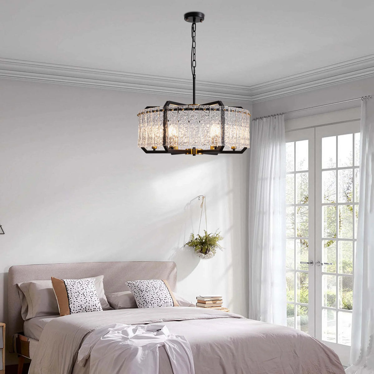 Black 6-Light Water Ripple Glass Chandelier Z8150