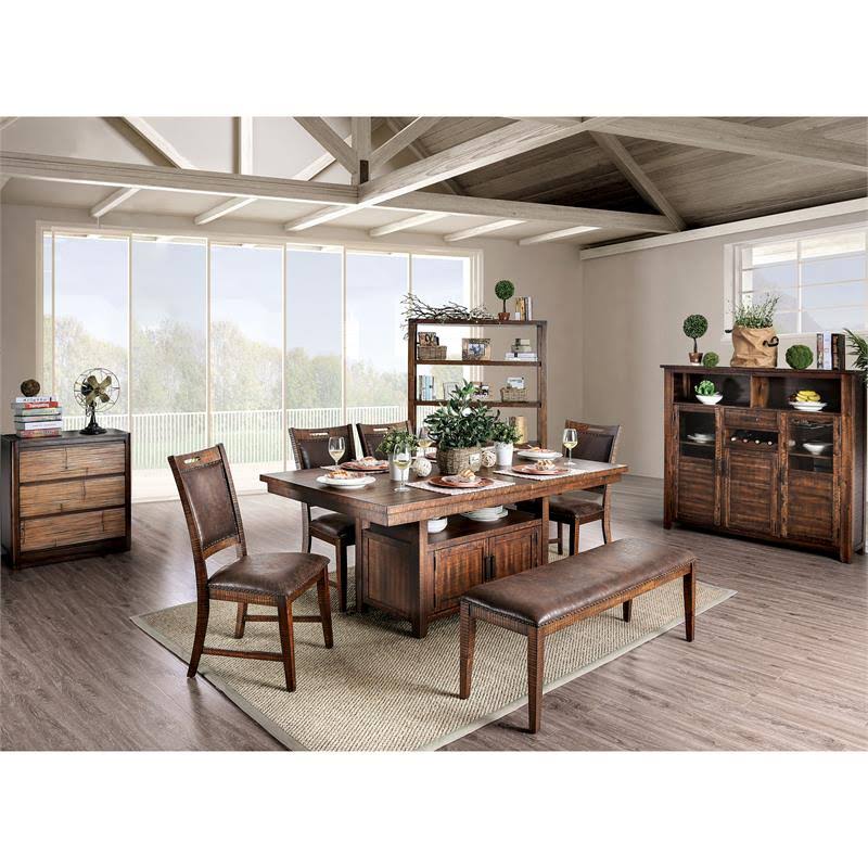 Solid Wood Nailhead Trim Bench in Dark Oak L518