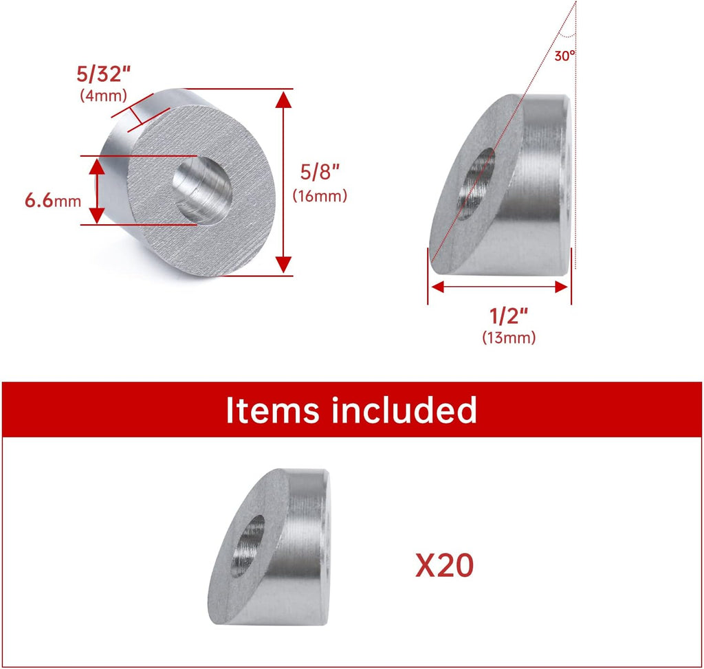 20Pack Stainless Steel Angle Beveled Washer 25 30 35 Degrees ID 1/4 E7748