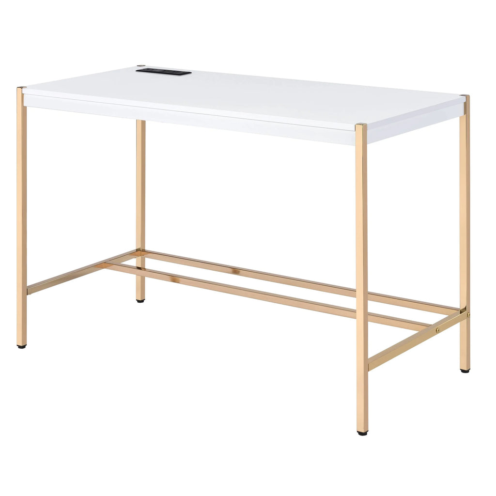 Navy Blue/Gold Writing Desk with USB Ports T1283