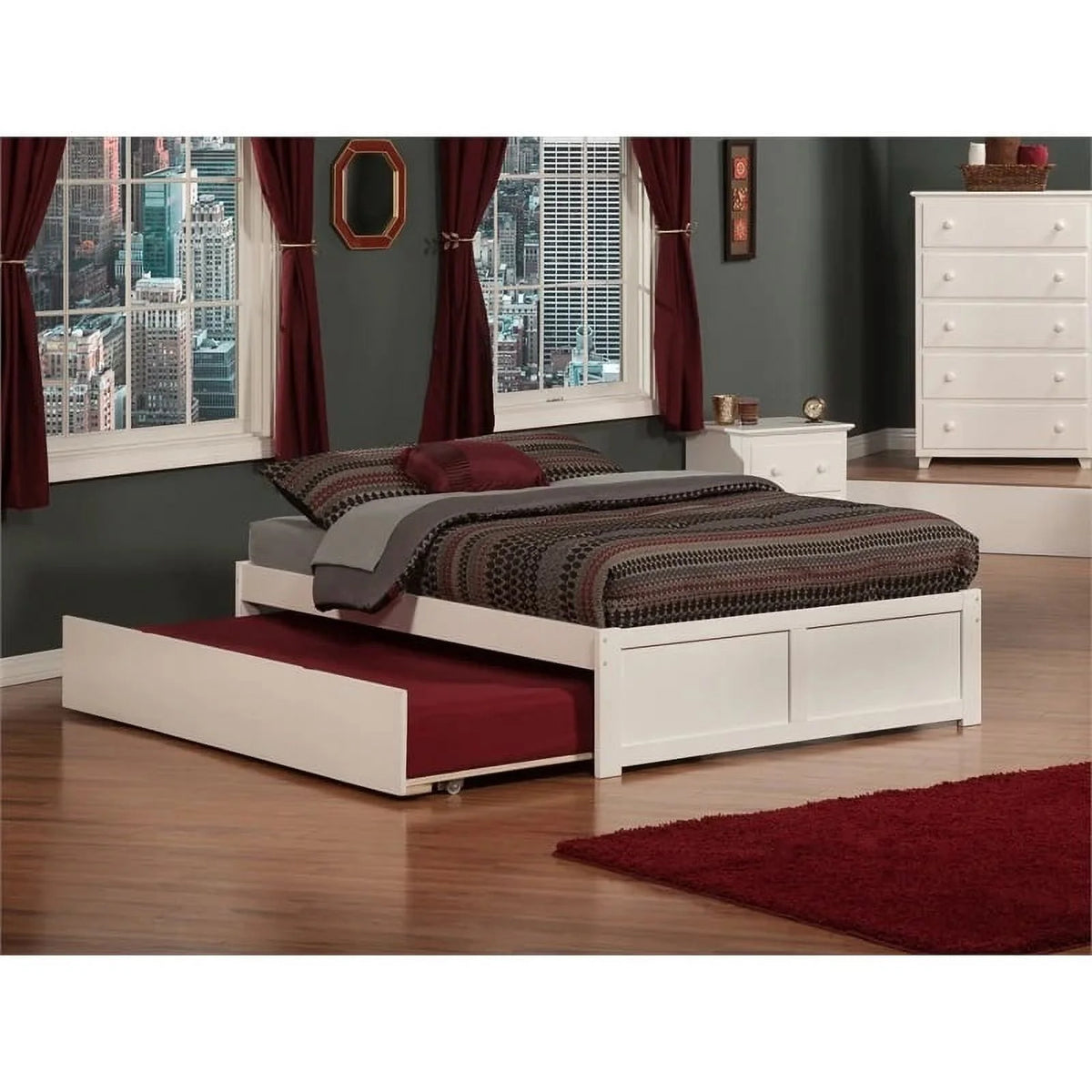 White Full Hardwood Storage Platform Bed M272194
