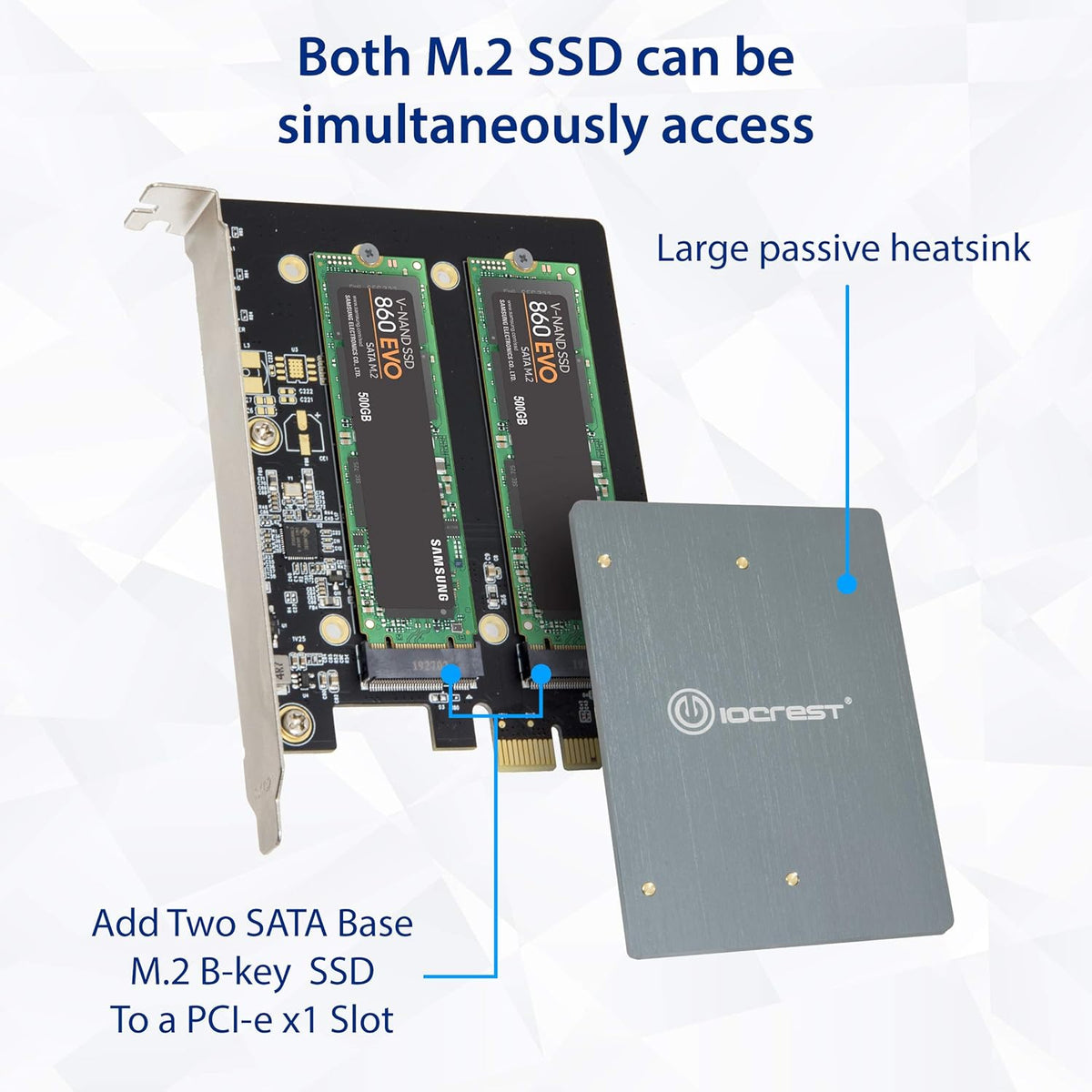 Dual M.2 SATA SSD PCI Express 3.0 x1 Expansion Card V41637