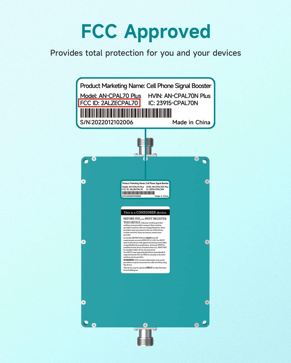 Cell Phone Signal Booster for 3G 4G LTE & 5G, Up to 4,500 sq ft Coverage H98409