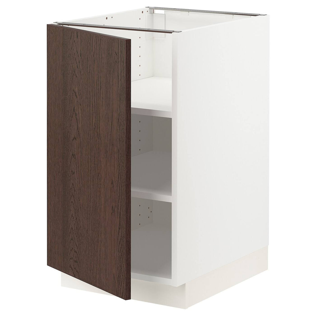 White Sinarp Brown Base Cabinet with Shelves W319